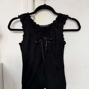 Brandy Melville Black Ruffled Sleeveless Top